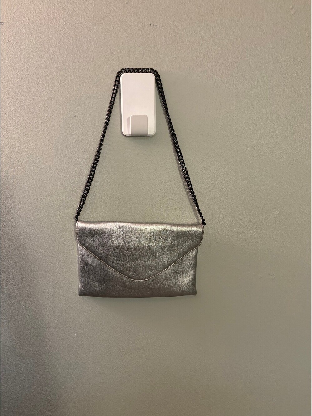 J.Crew Silver Leather Chain Strap Shoulder Bag